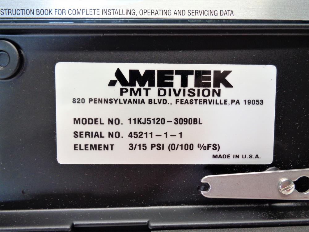 Ametek Model 40 Pneumatic Pressure Controller 11KJ5120-3090BL
